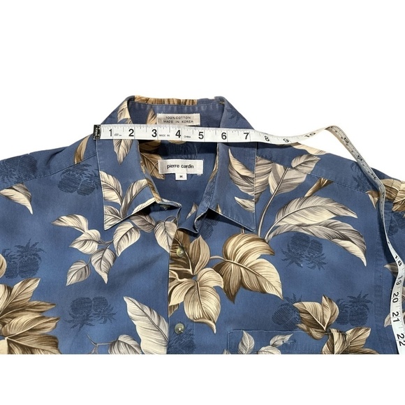 Vintage Pierre Cardin Hawaiian Short Sleeve Shirt Blue Men's Medium - Picture 5 of 7